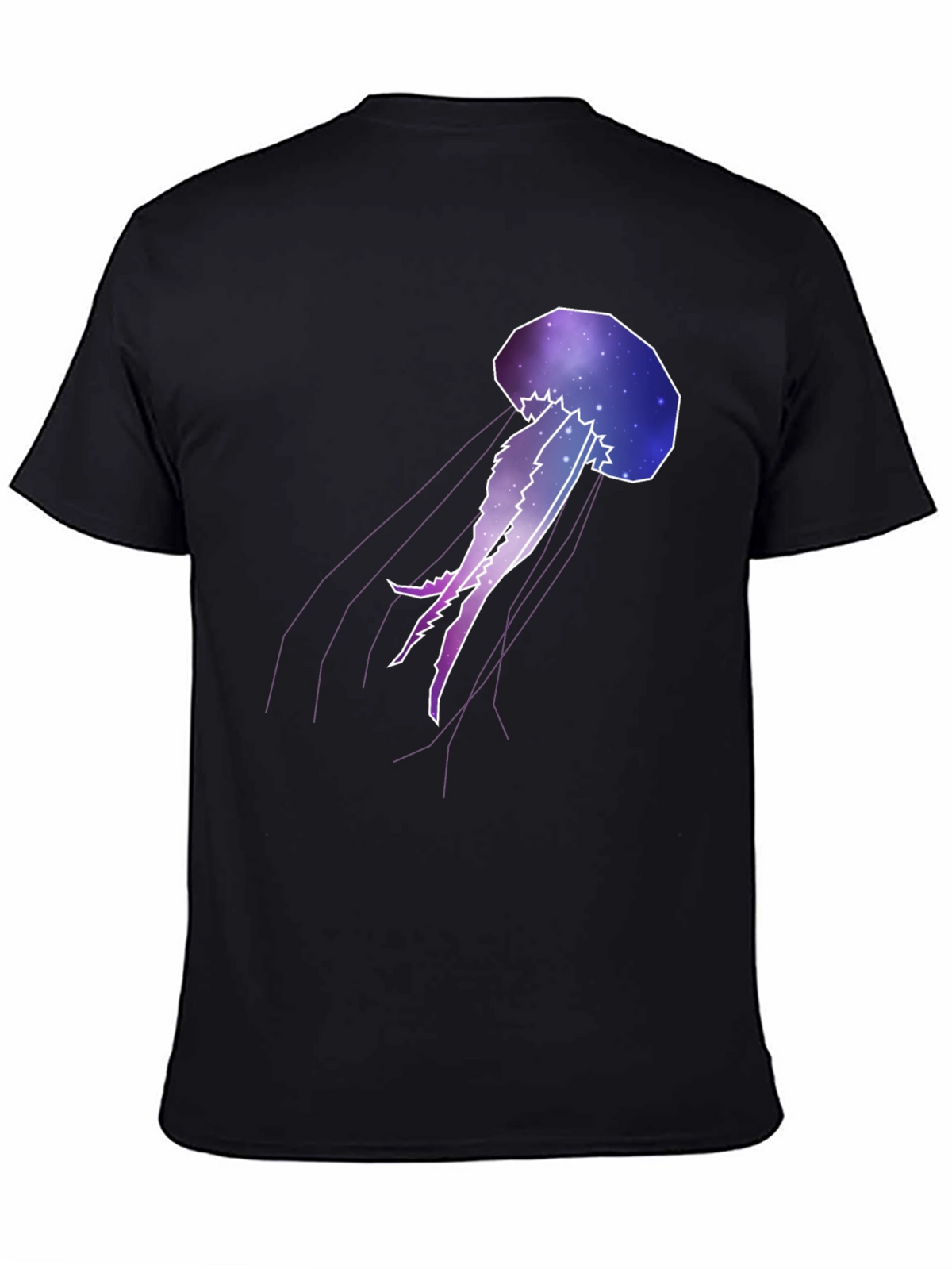 Galaxy Jellyfish Graphic Tee - Black Cotton Casual Wear