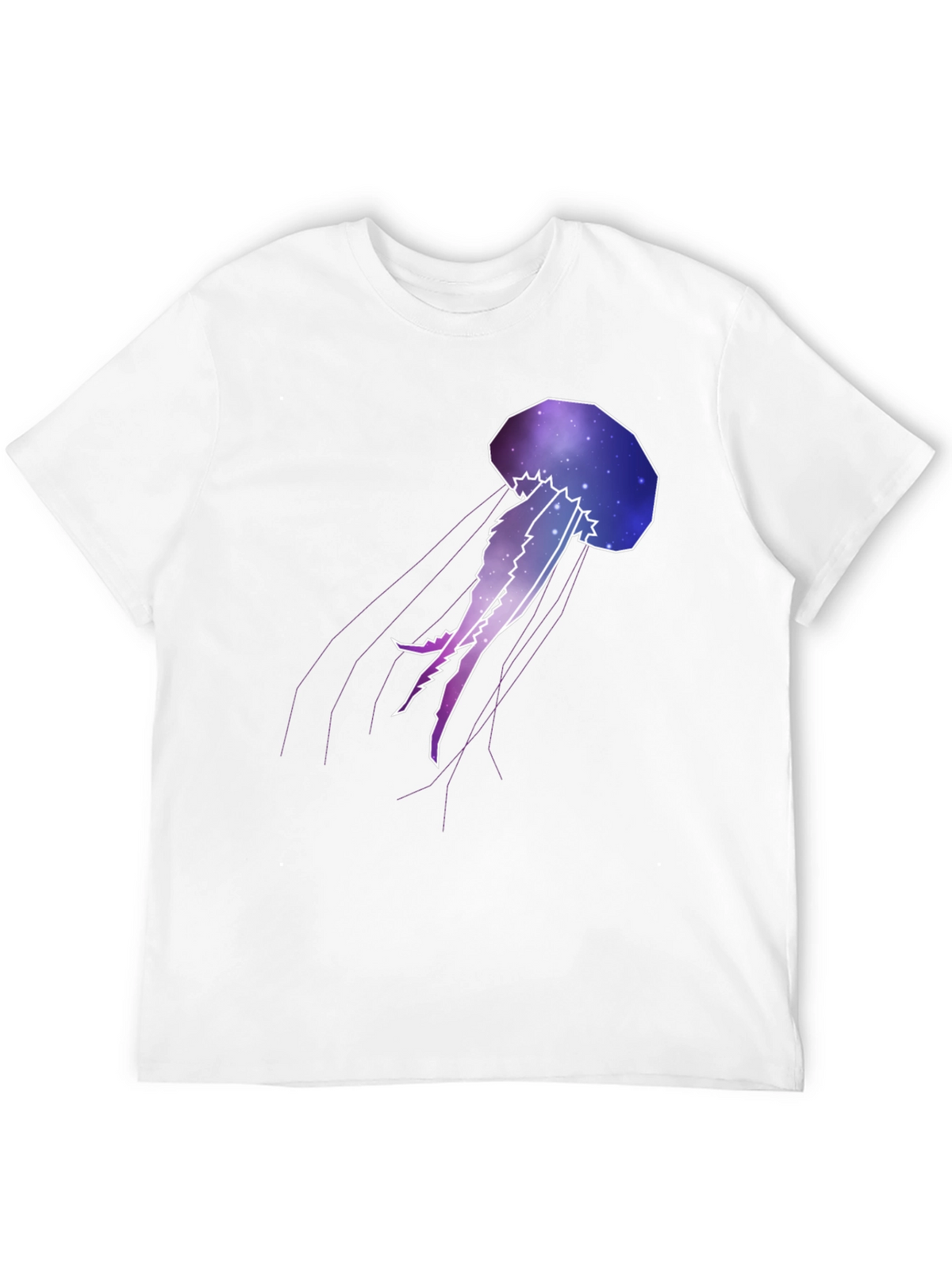 Galaxy Jellyfish Graphic Tee - Black Cotton Casual Wear