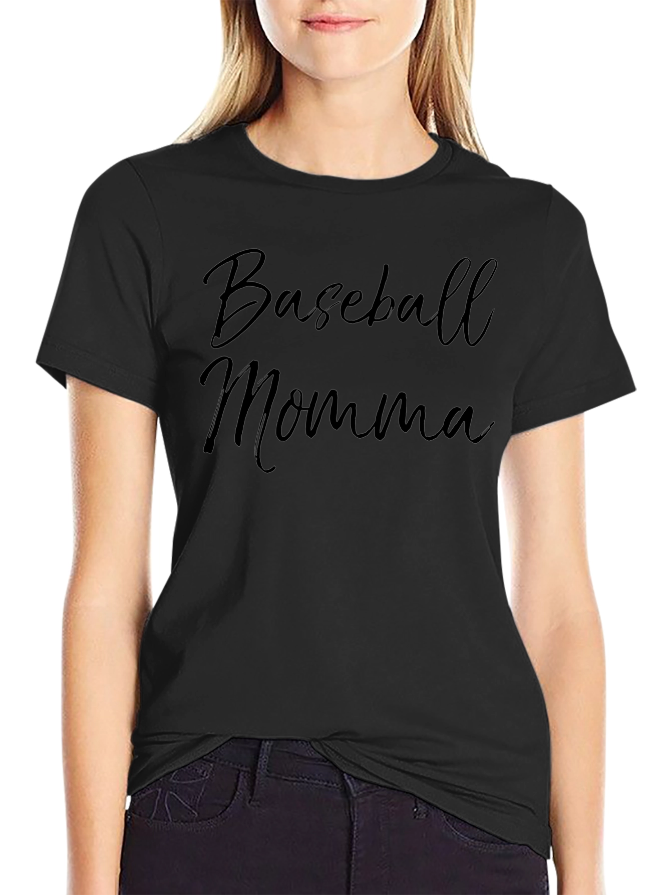 Baseball Momma Black T-Shirt