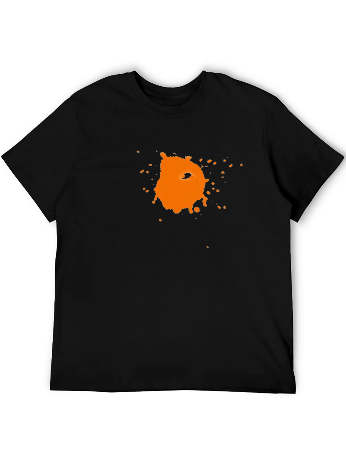 Mens Black T-Shirt with Abstract Orange Graphic Print