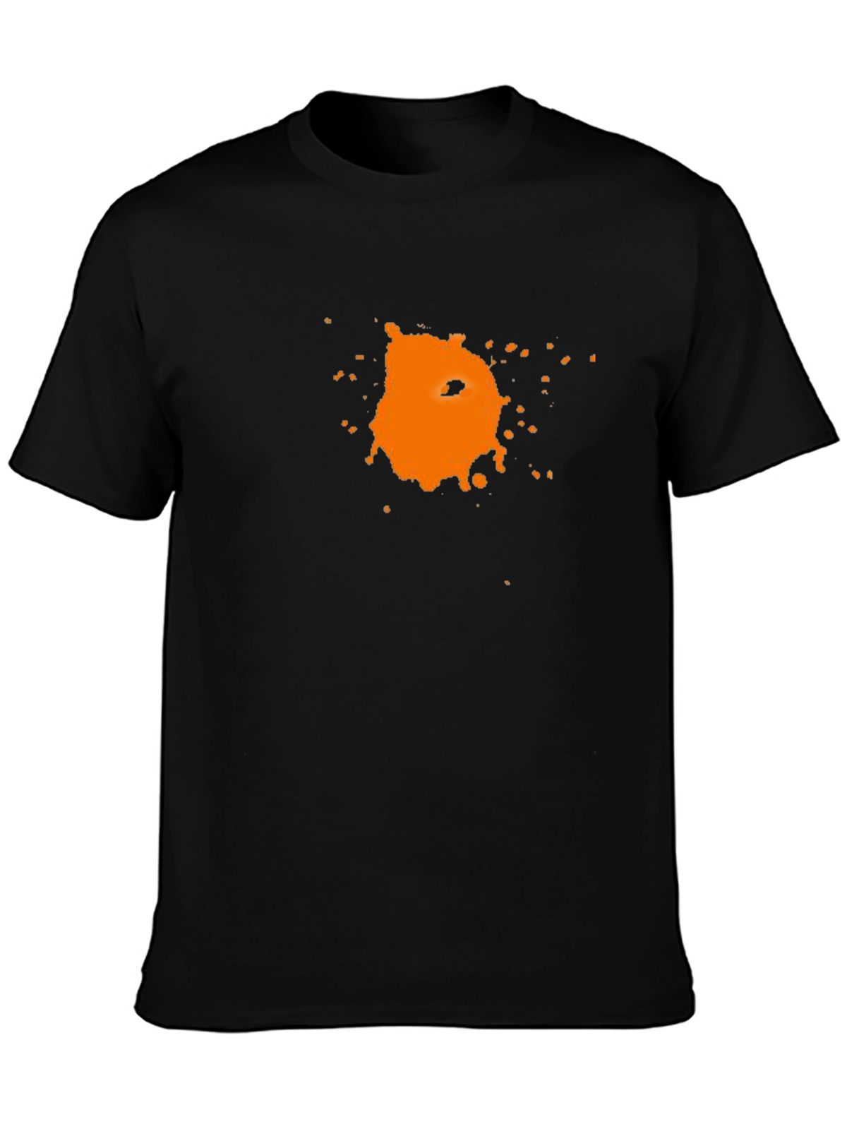 Mens Black T-Shirt with Abstract Orange Graphic Print