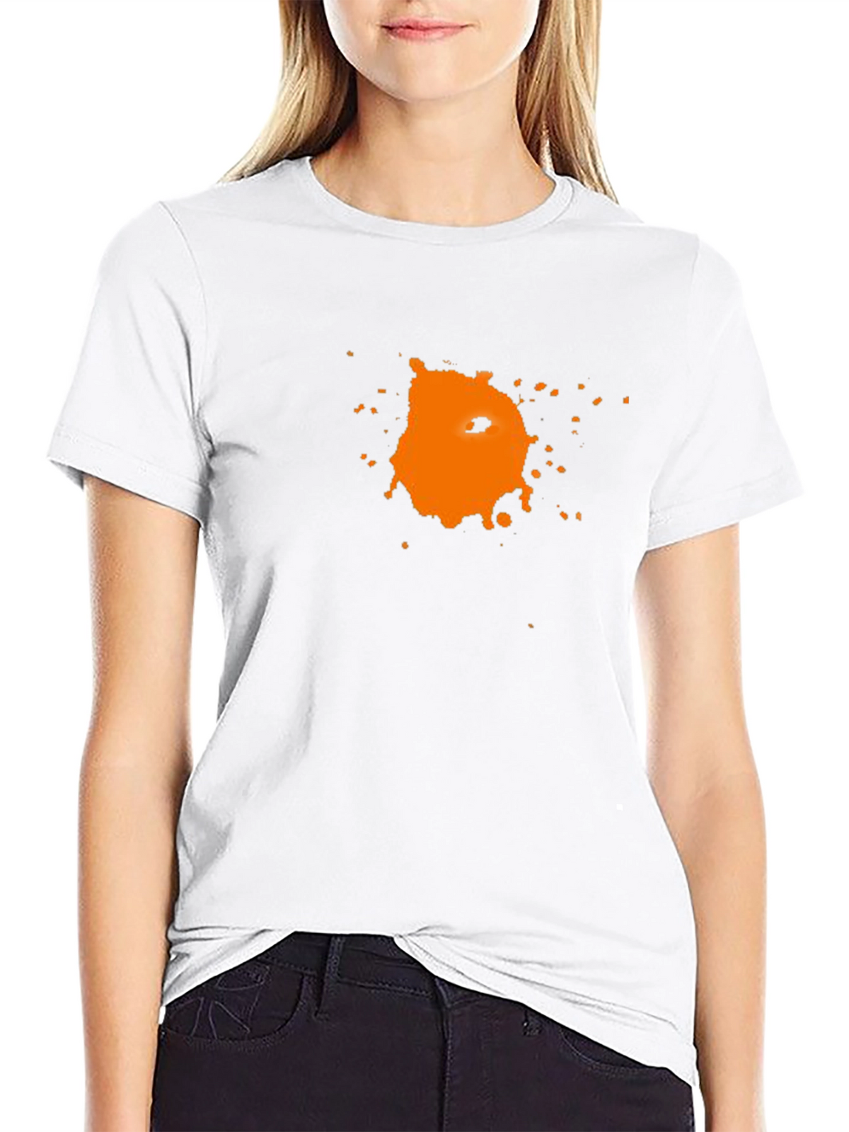 Mens Black T-Shirt with Abstract Orange Graphic Print