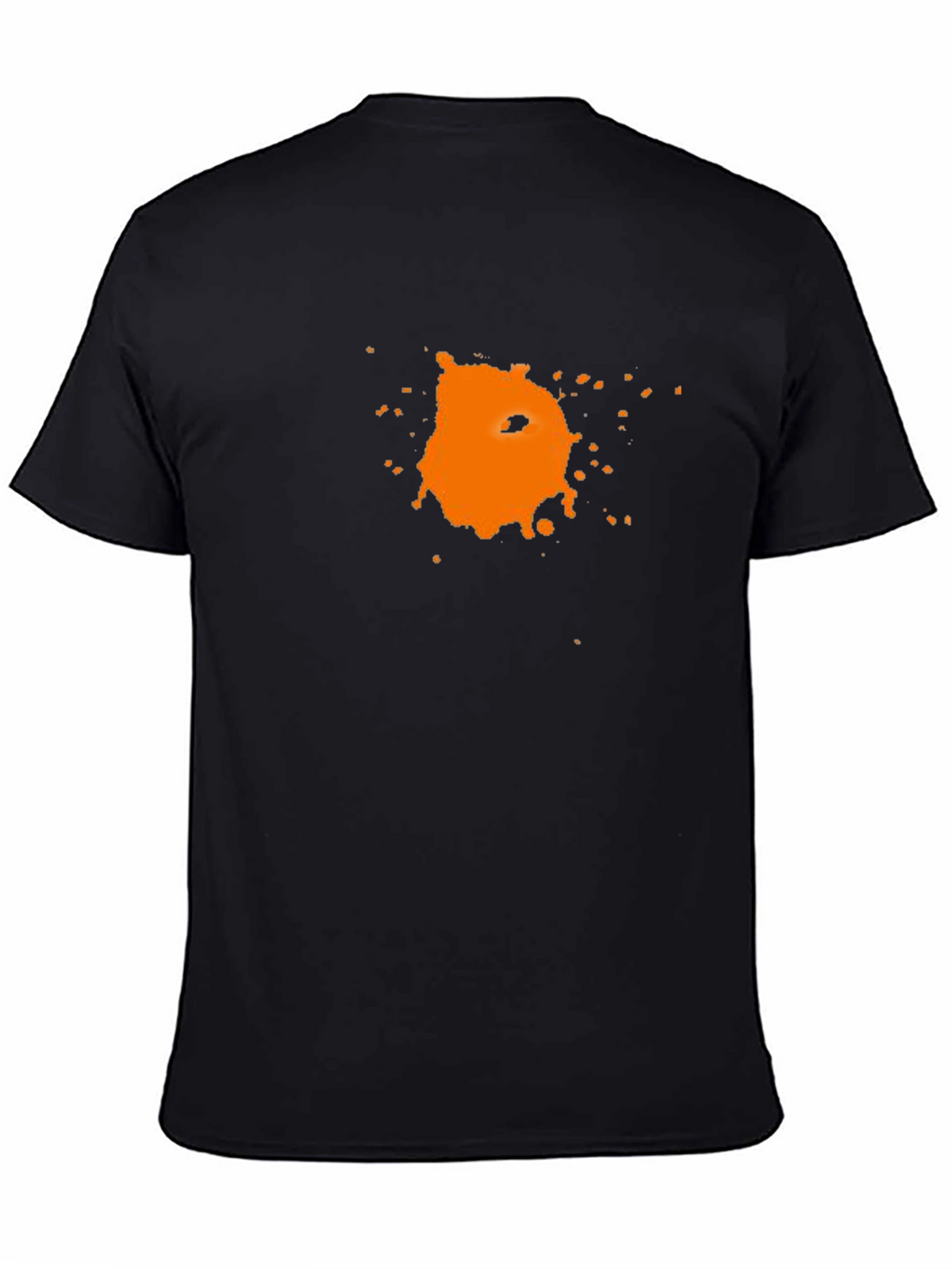 Mens Black T-Shirt with Abstract Orange Graphic Print