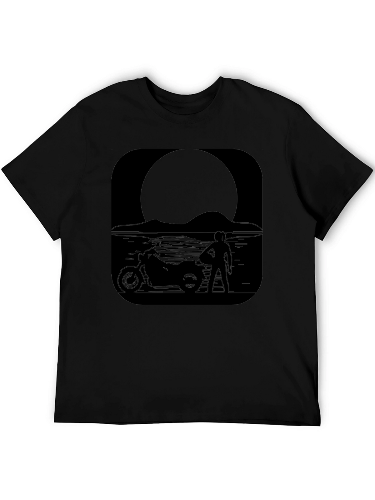 Motorcycle Moon Black T-Shirt