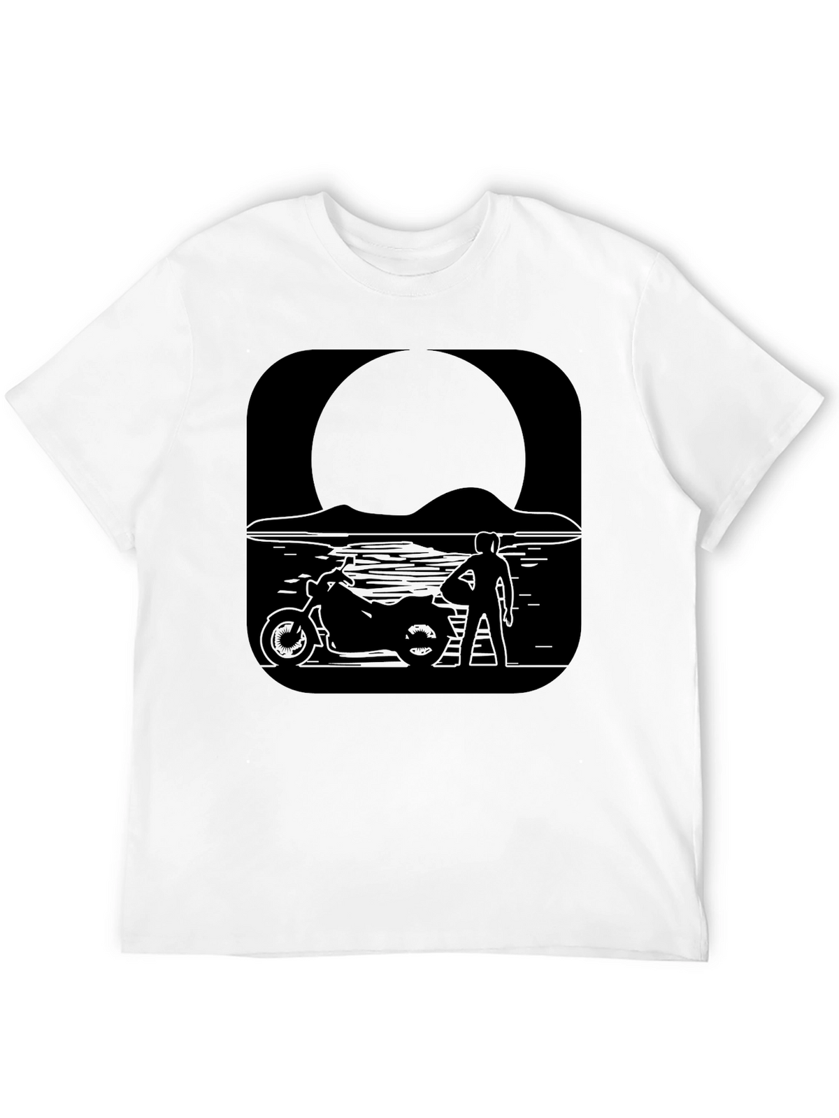 Motorcycle Moon Black T-Shirt