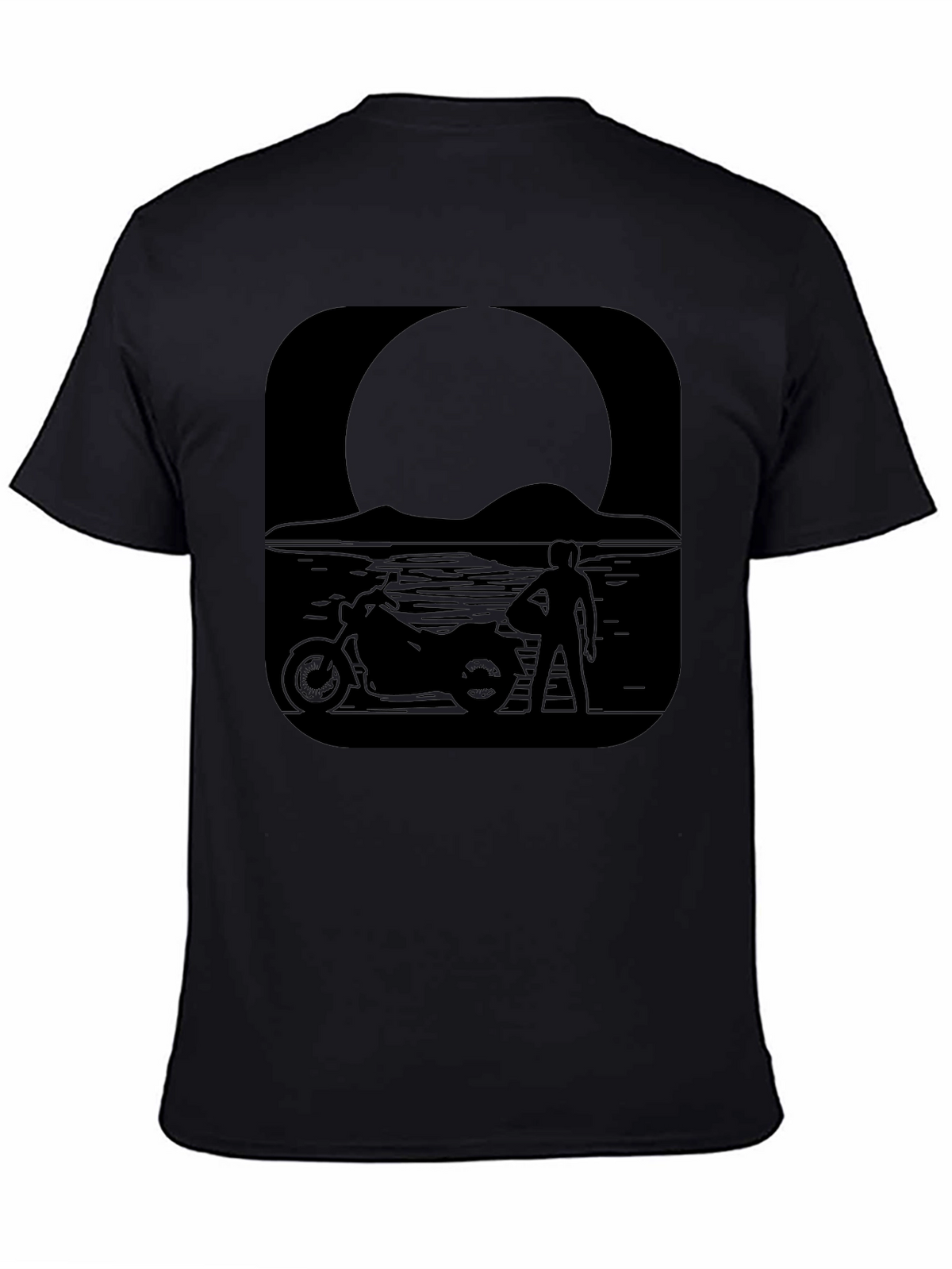 Motorcycle Moon Black T-Shirt