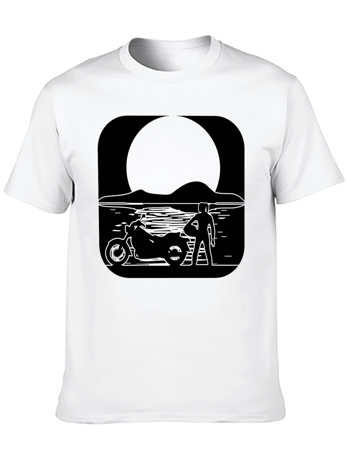 Motorcycle Moon Black T-Shirt