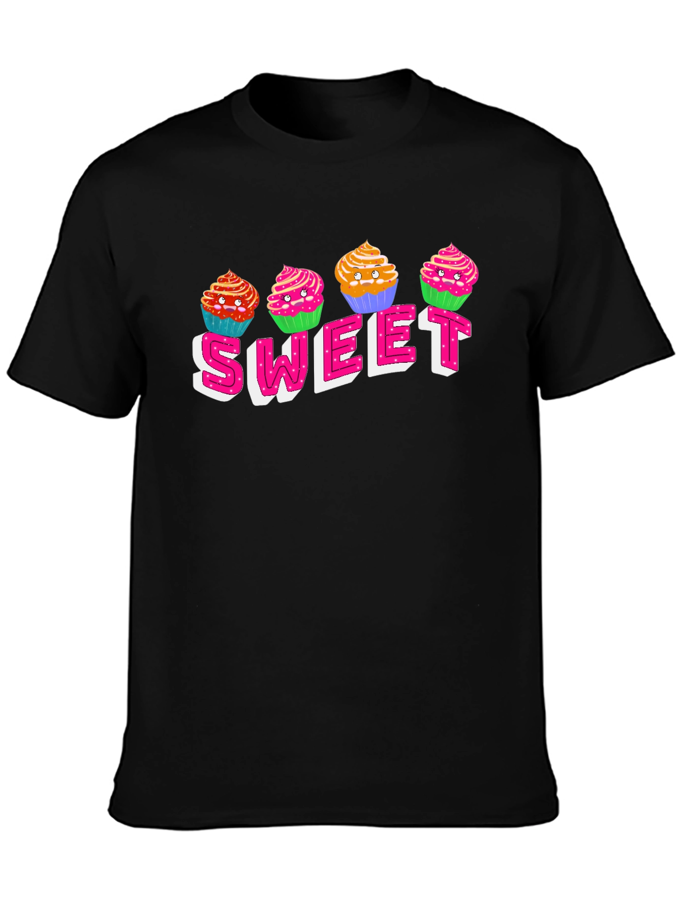 Sweet Cupcake Graphic T-Shirt - Black