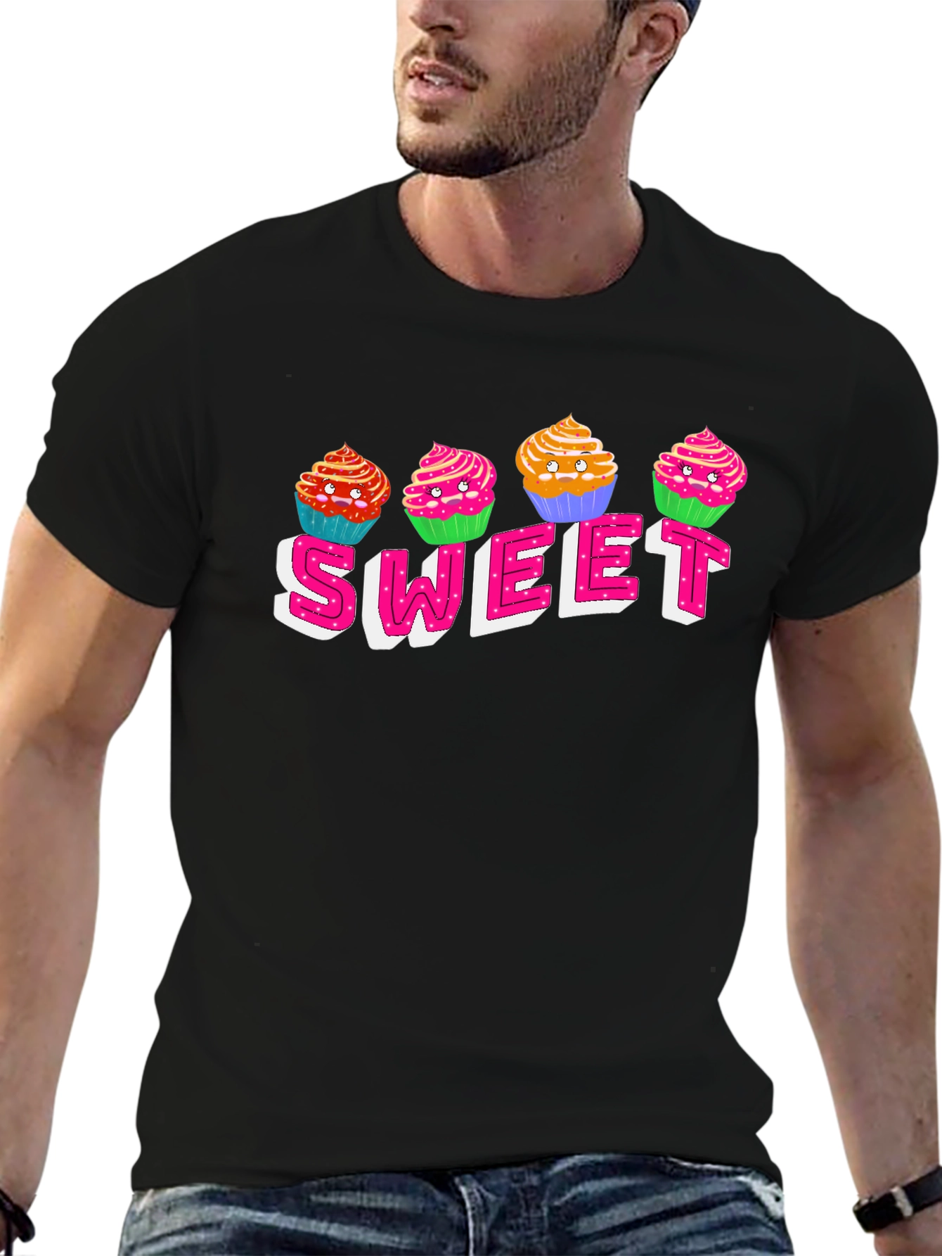 Sweet Cupcake Graphic T-Shirt - Black