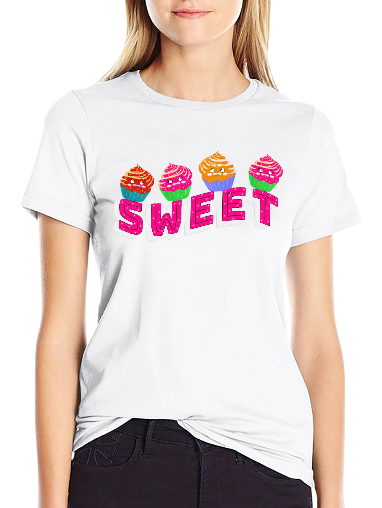 Sweet Cupcake Graphic T-Shirt - Black