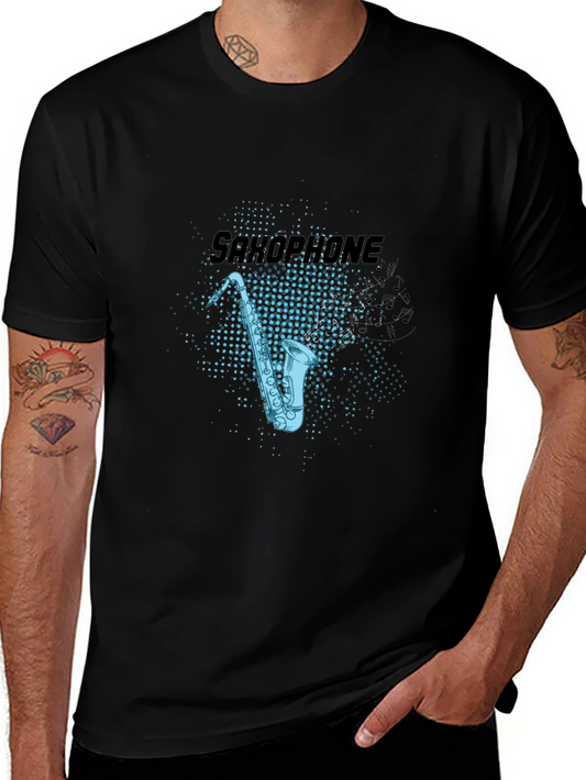 Saxophone Graphic Black T-Shirt