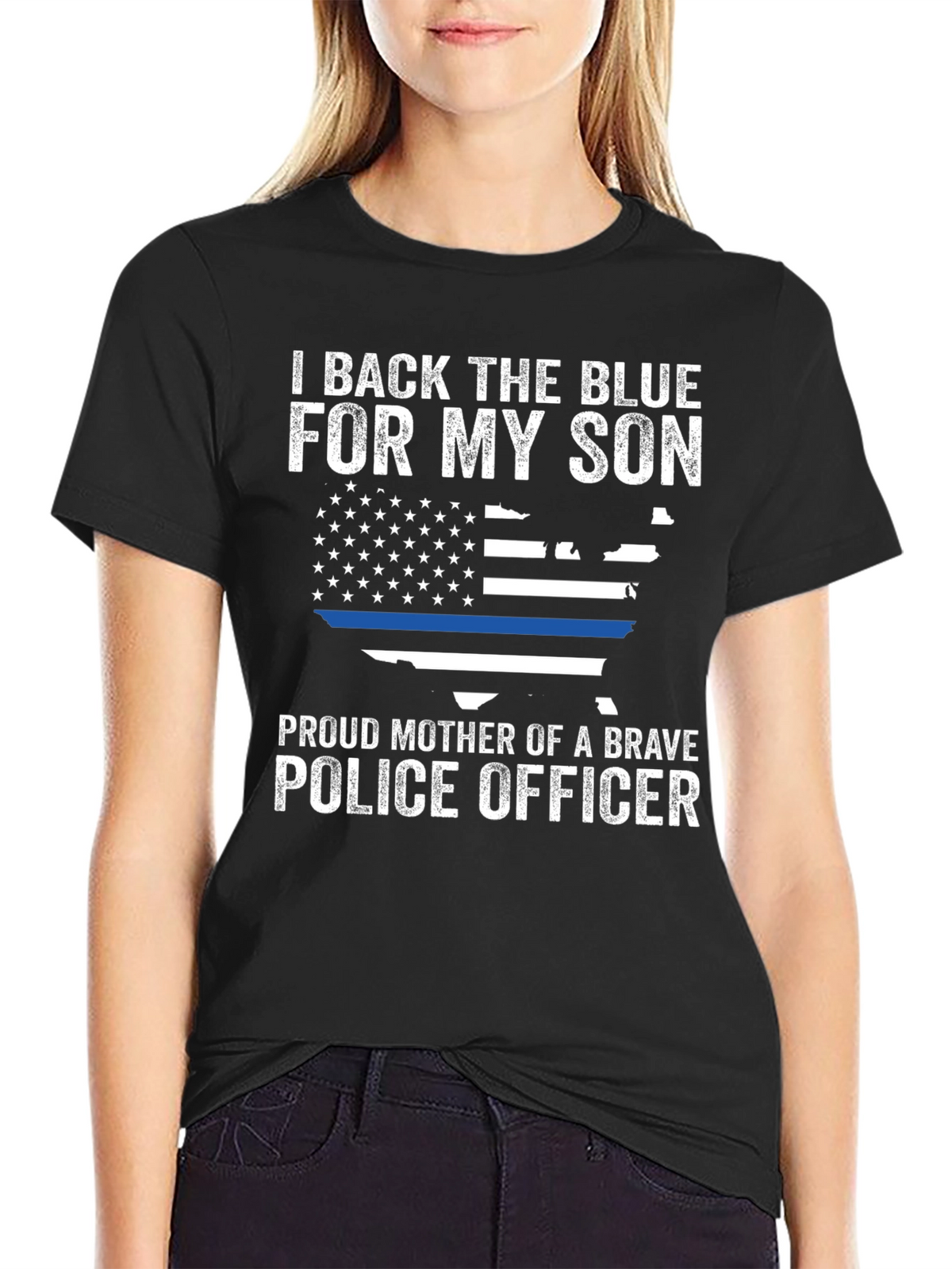 I Back the Blue Police Mother T-Shirt