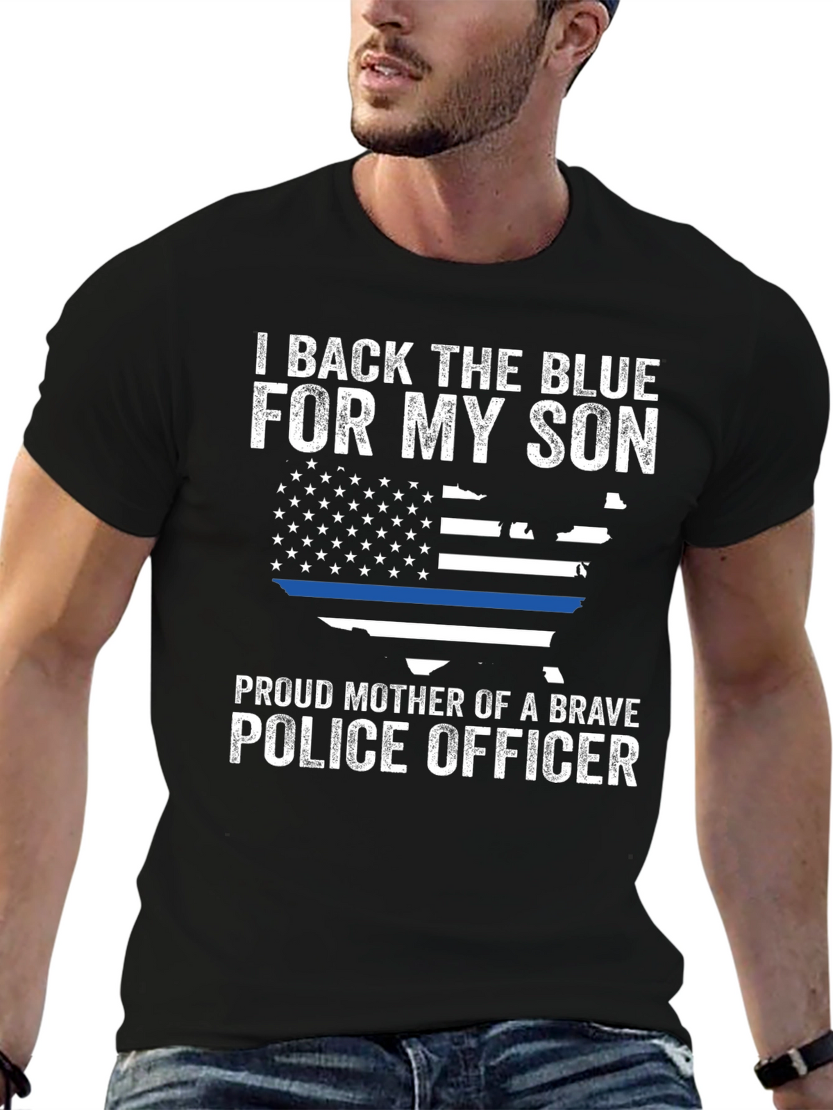 I Back the Blue Police Mother T-Shirt
