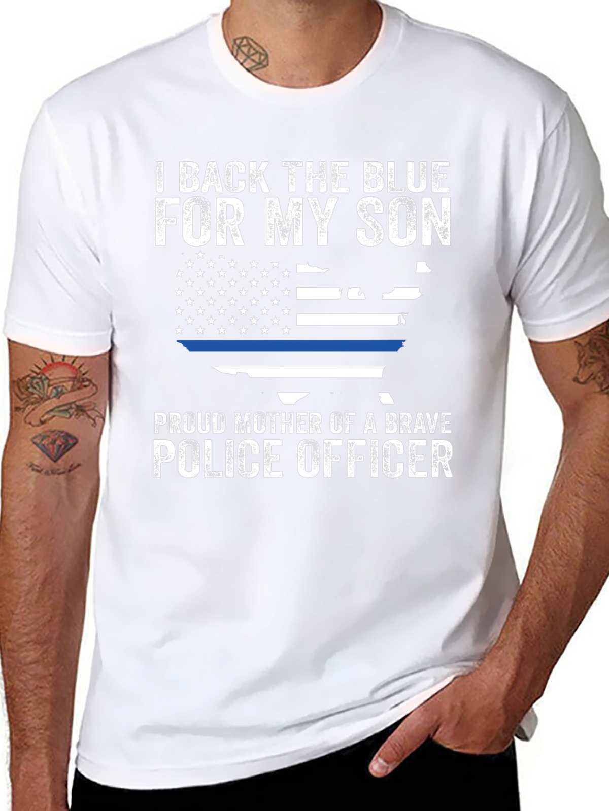 I Back the Blue Police Mother T-Shirt
