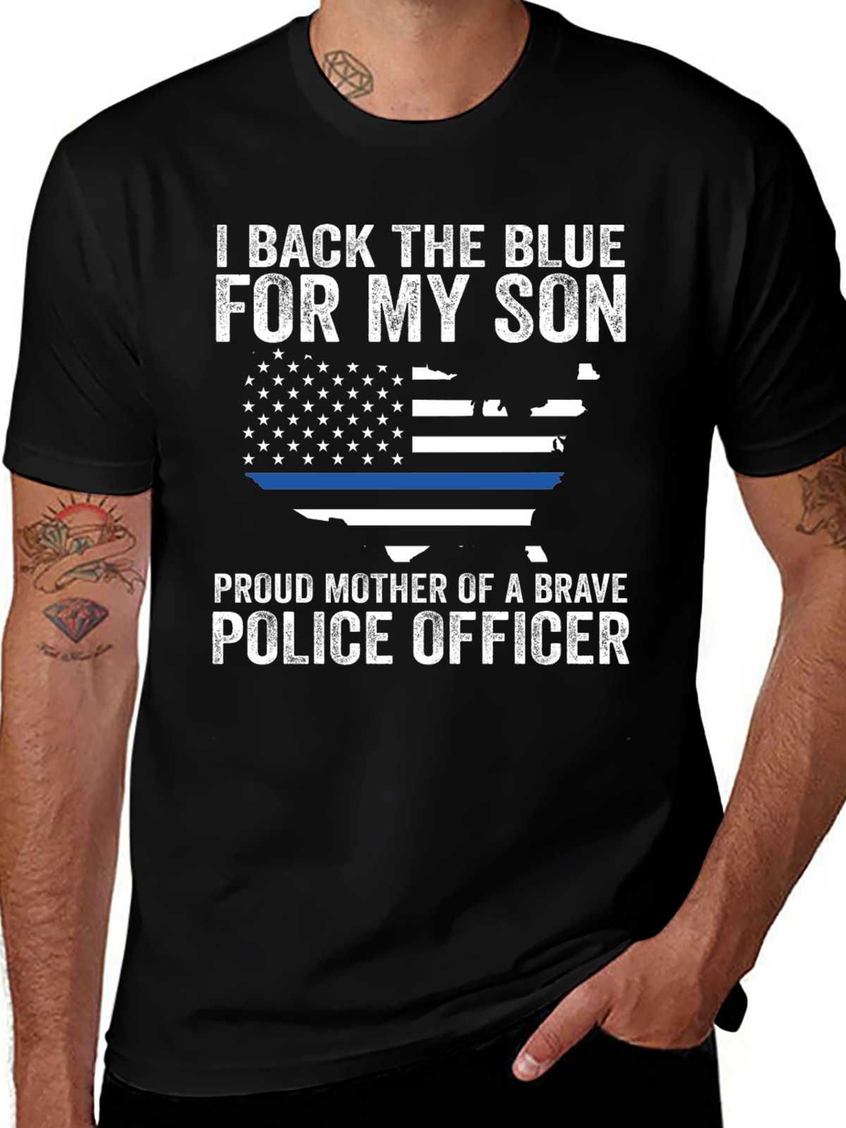 I Back the Blue Police Mother T-Shirt