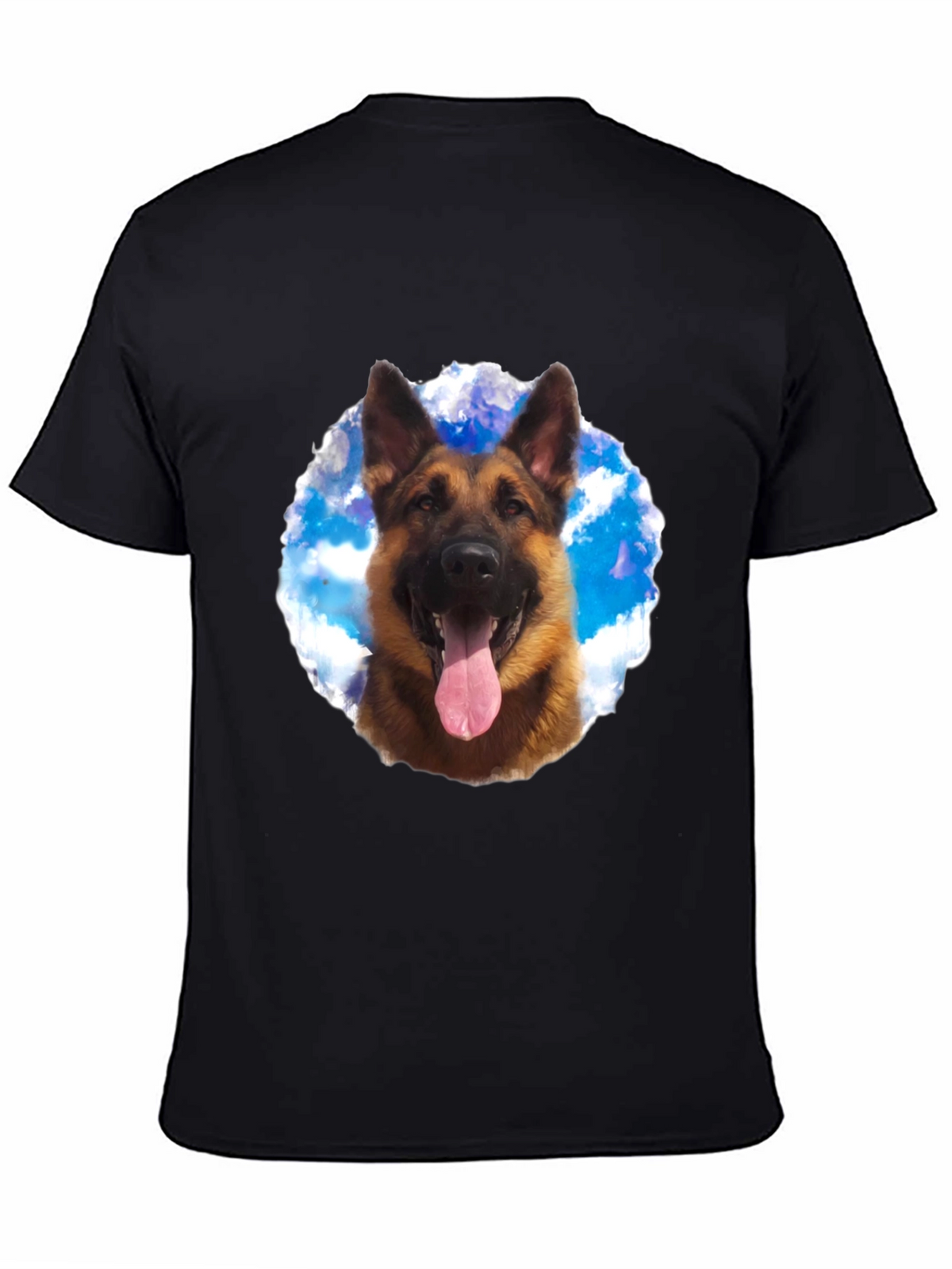 German Shepherd Dog Graphic Tee - Black Cotton Shirt