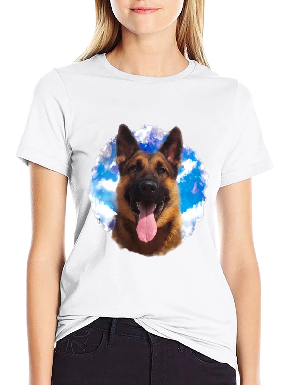 German Shepherd Dog Graphic Tee - Black Cotton Shirt