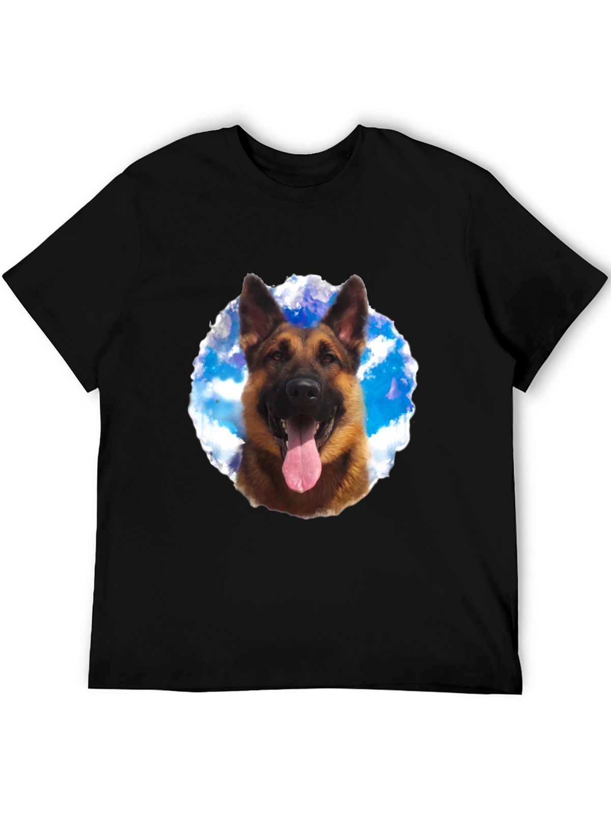 German Shepherd Dog Graphic Tee - Black Cotton Shirt