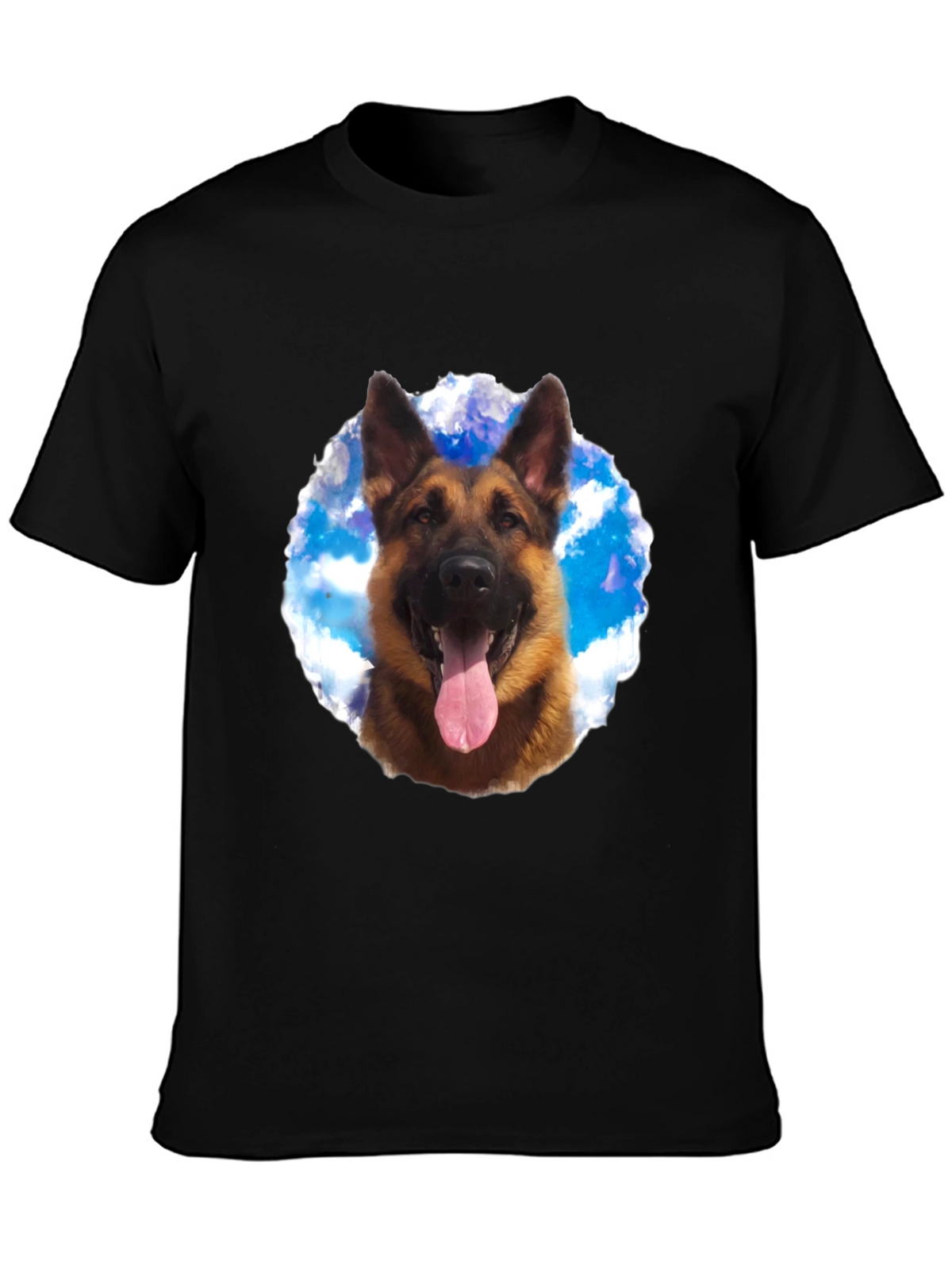 German Shepherd Dog Graphic Tee - Black Cotton Shirt