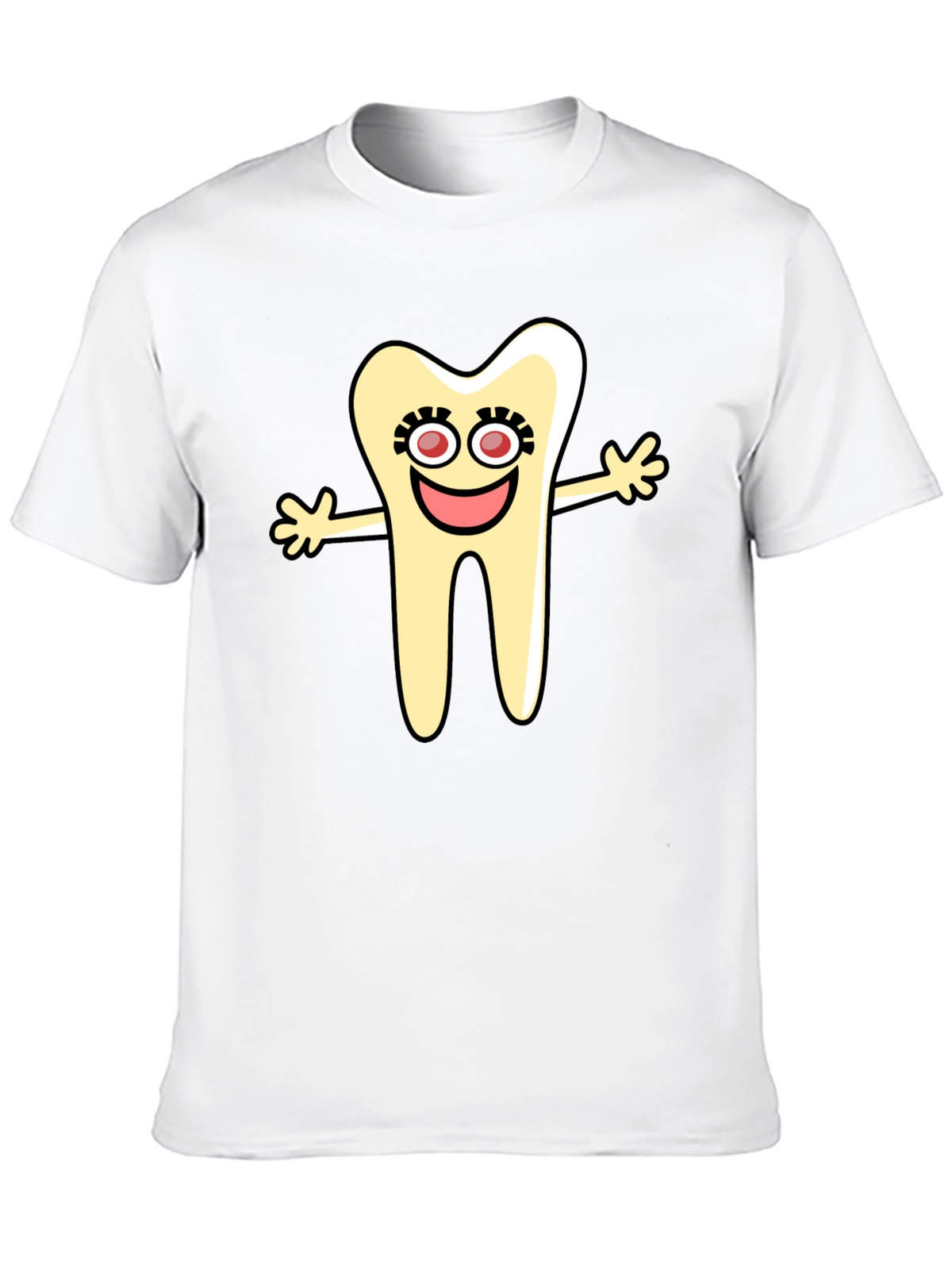 Cartoon Tooth Black T-Shirt Novelty Graphic Tee