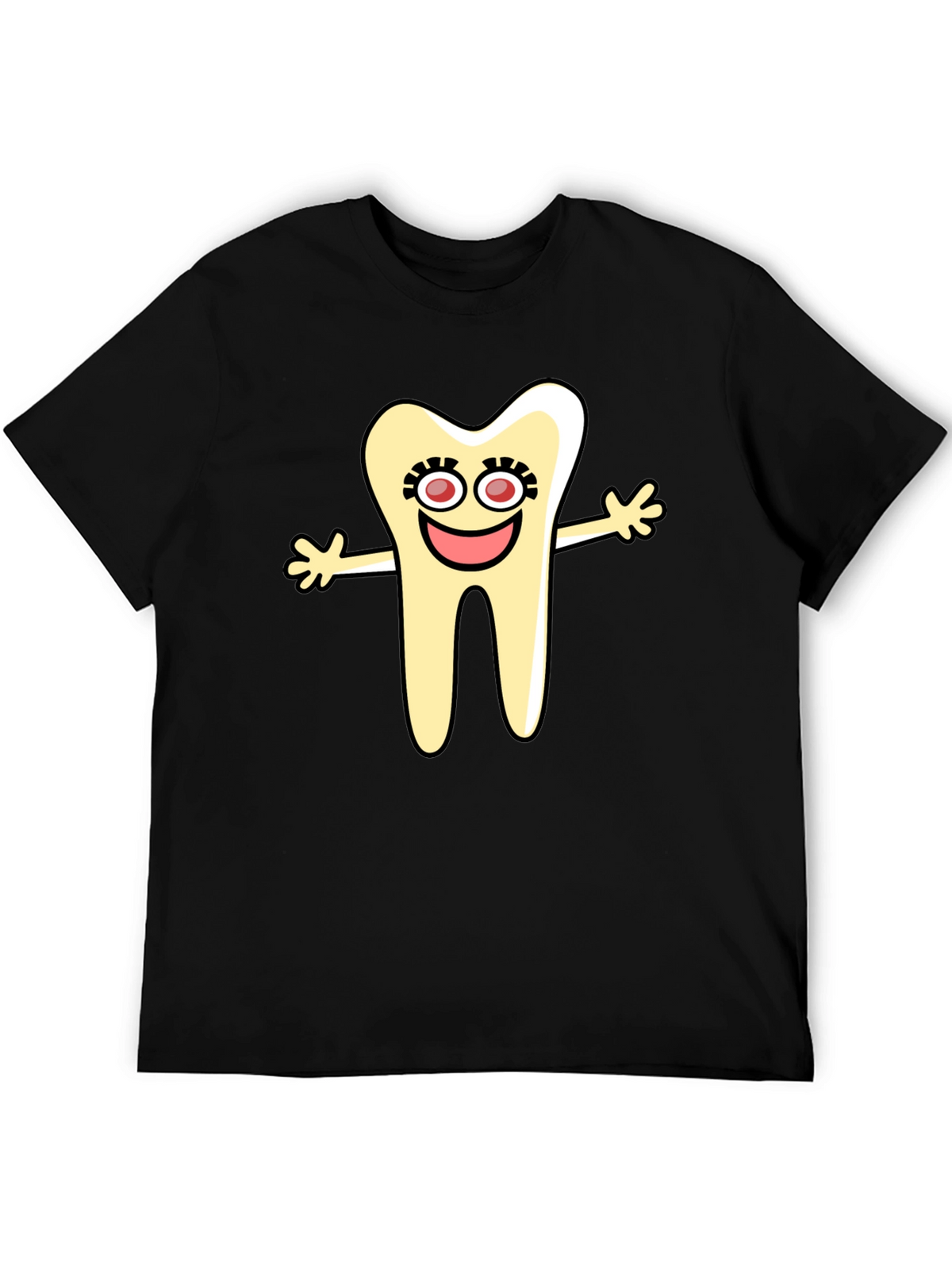 Cartoon Tooth Black T-Shirt Novelty Graphic Tee