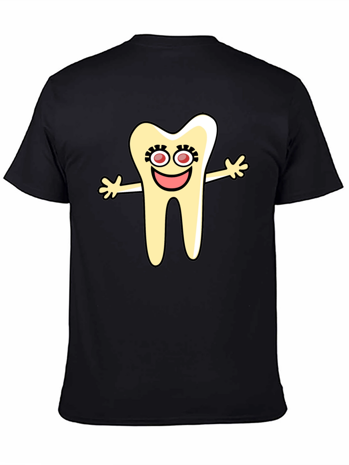 Cartoon Tooth Black T-Shirt Novelty Graphic Tee