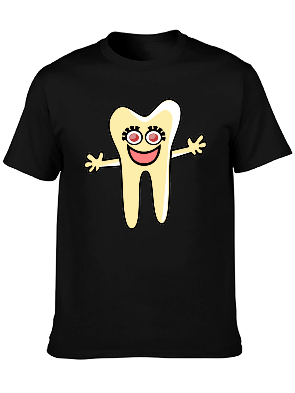 Cartoon Tooth Black T-Shirt Novelty Graphic Tee