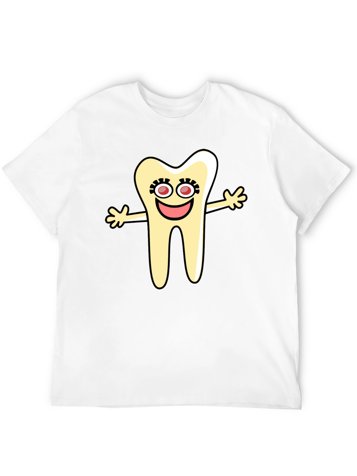 Cartoon Tooth Black T-Shirt Novelty Graphic Tee