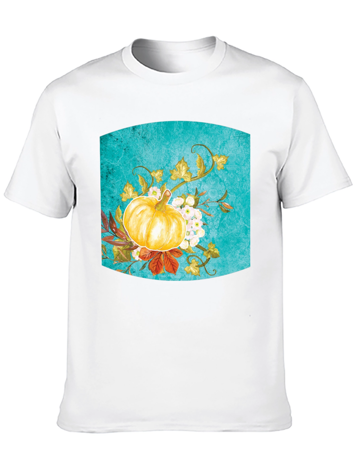 Fall Pumpkin Floral Graphic Tee - Black