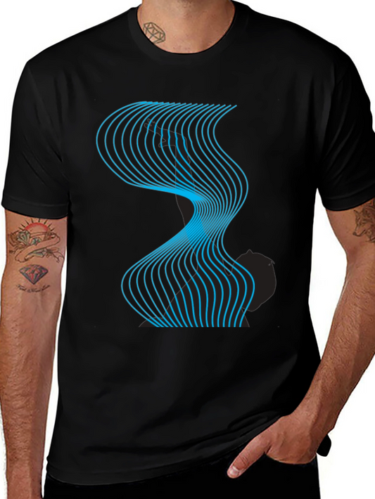 Abstract Wave Graphic Black T-Shirt