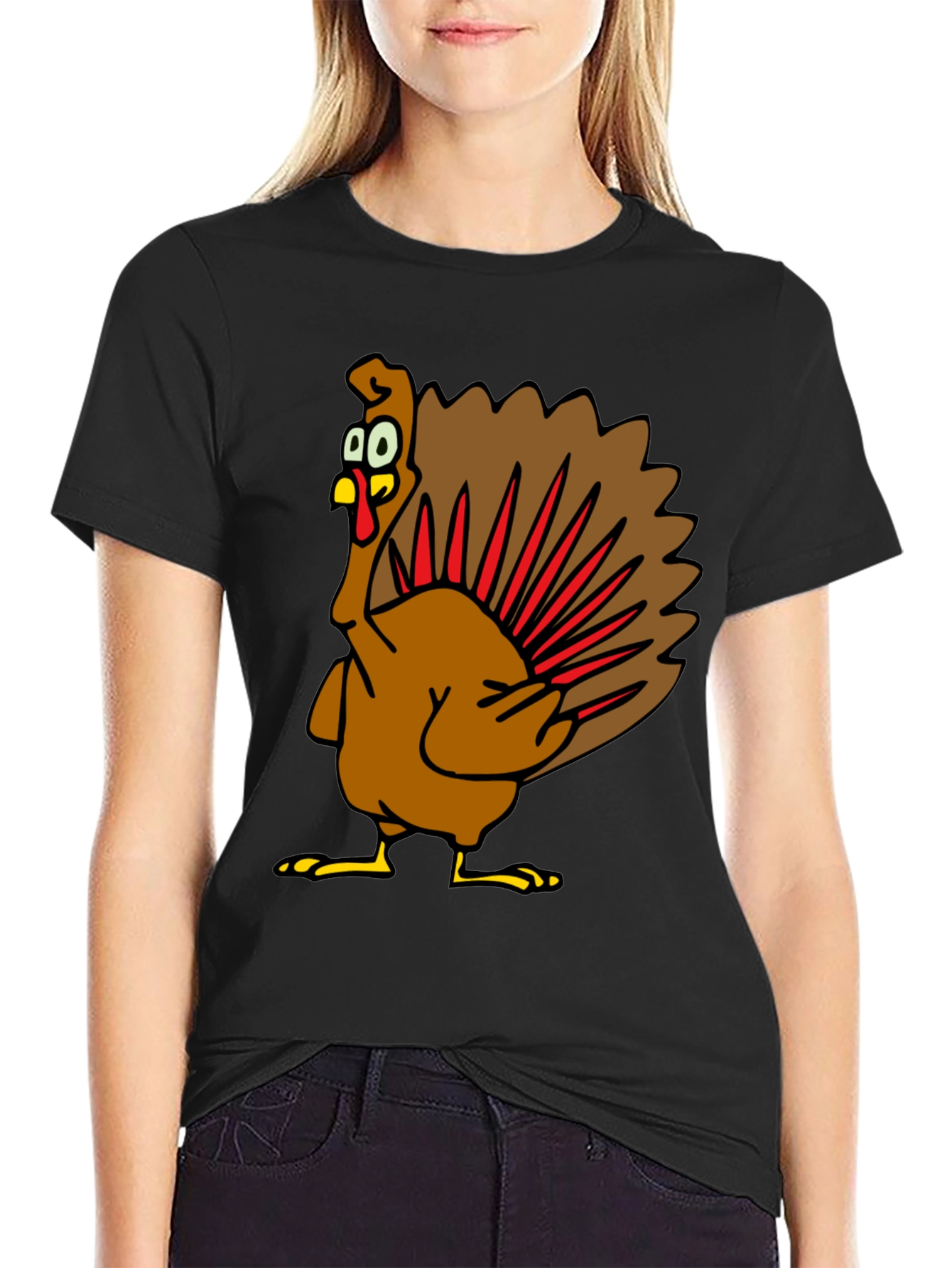 Turkey Cartoon Graphic Tee - Thanksgiving Humor