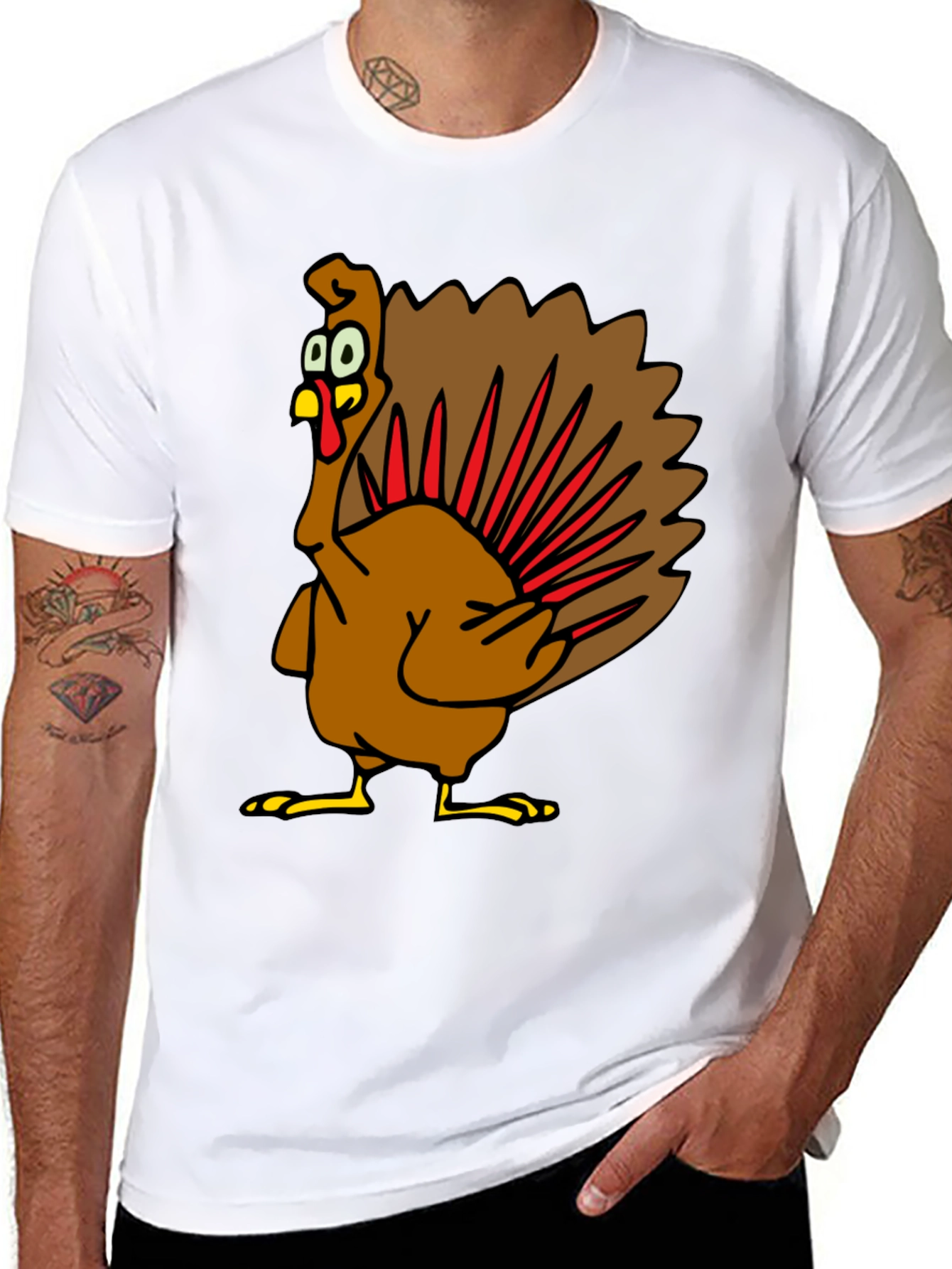 Turkey Cartoon Graphic Tee - Thanksgiving Humor