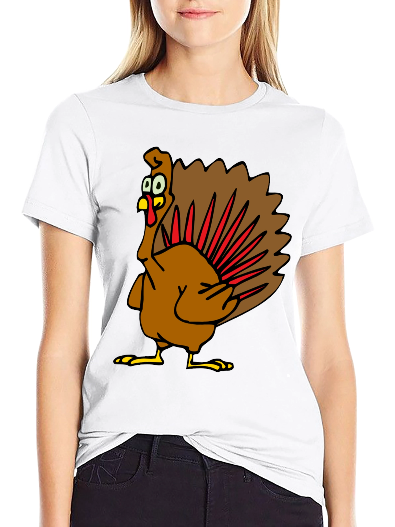 Turkey Cartoon Graphic Tee - Thanksgiving Humor