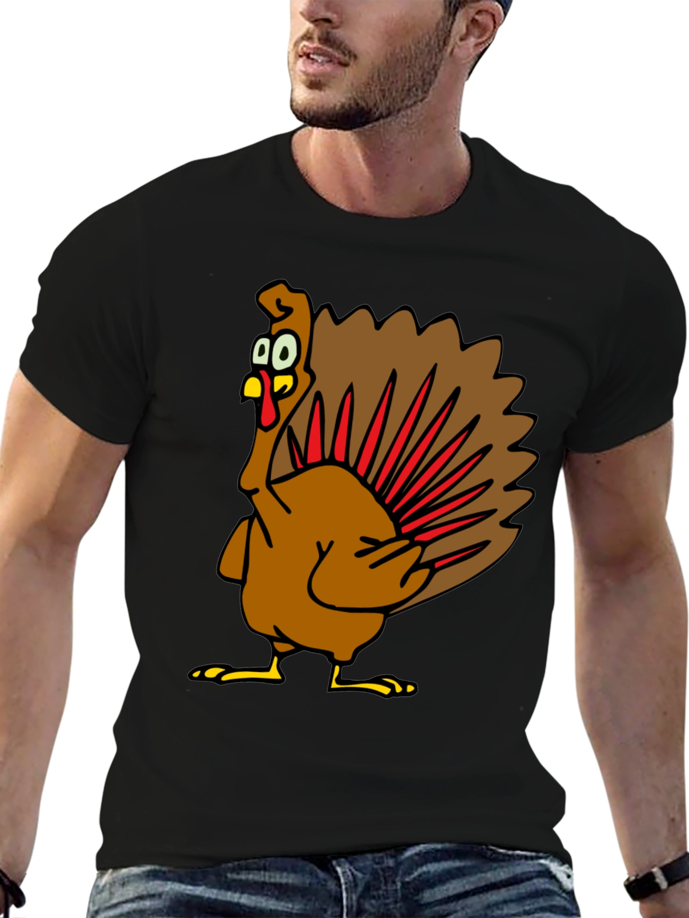 Turkey Cartoon Graphic Tee - Thanksgiving Humor