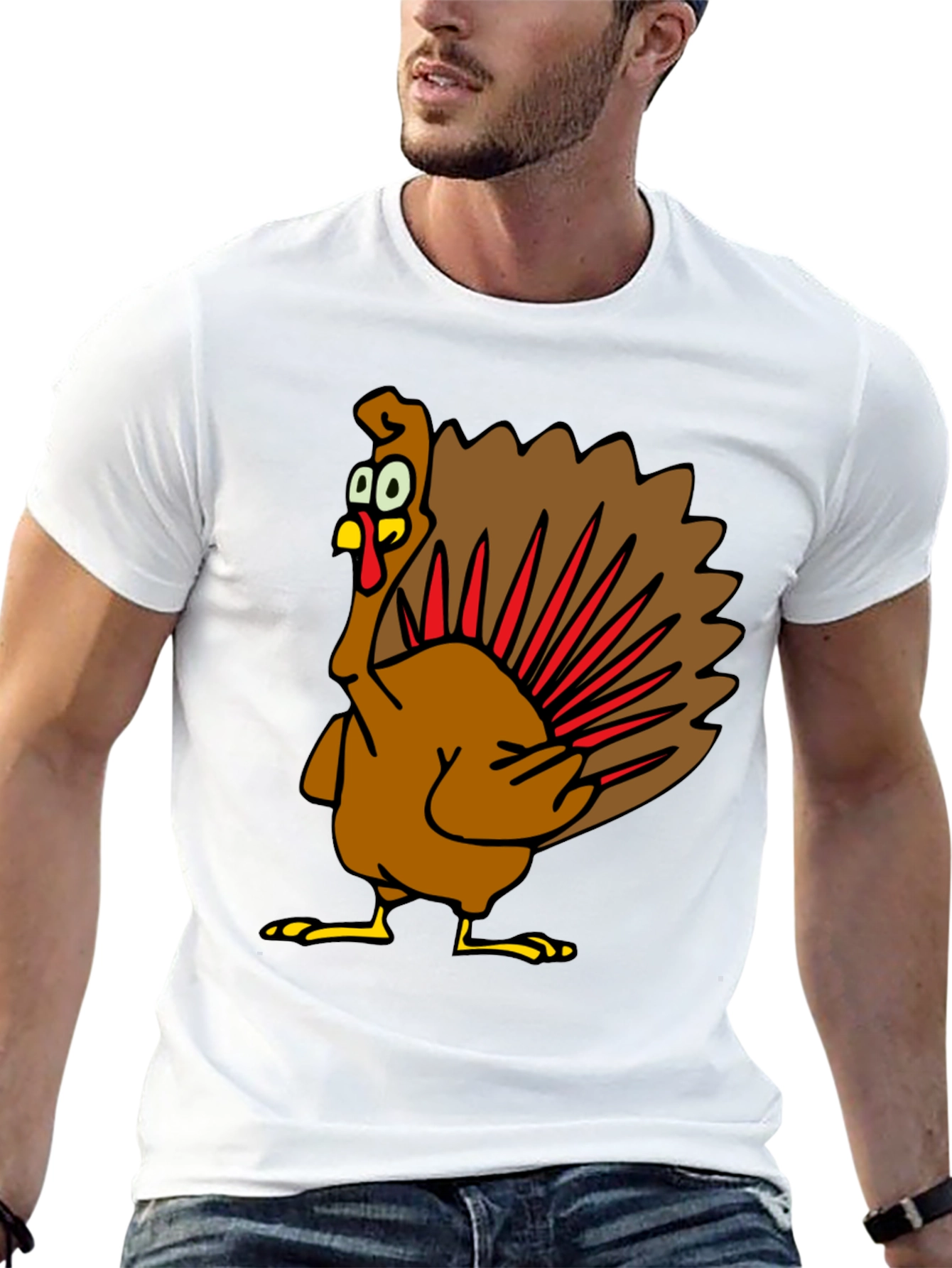 Turkey Cartoon Graphic Tee - Thanksgiving Humor