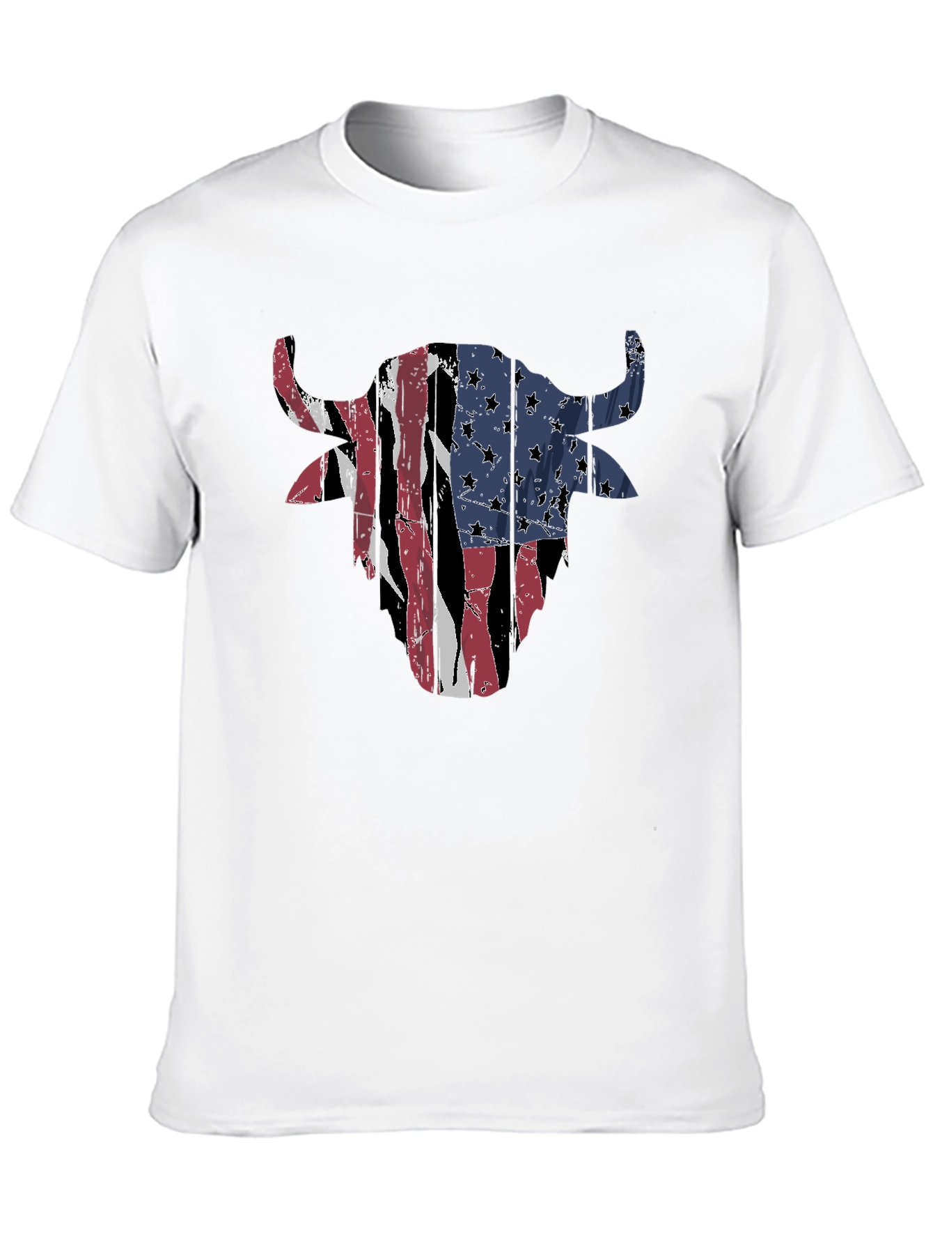 American Flag Bull Head Mens Black T-Shirt