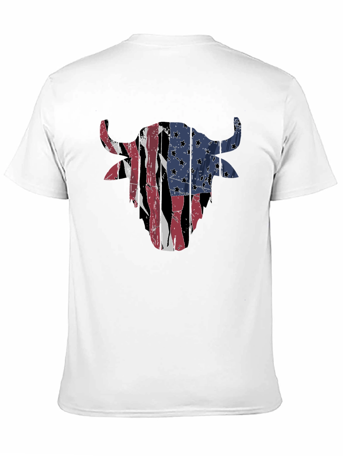 American Flag Bull Head Mens Black T-Shirt