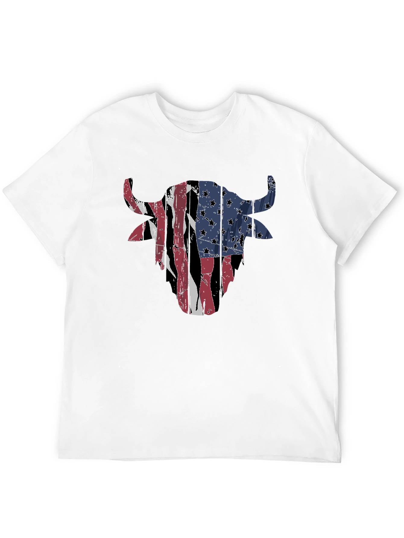 American Flag Bull Head Mens Black T-Shirt