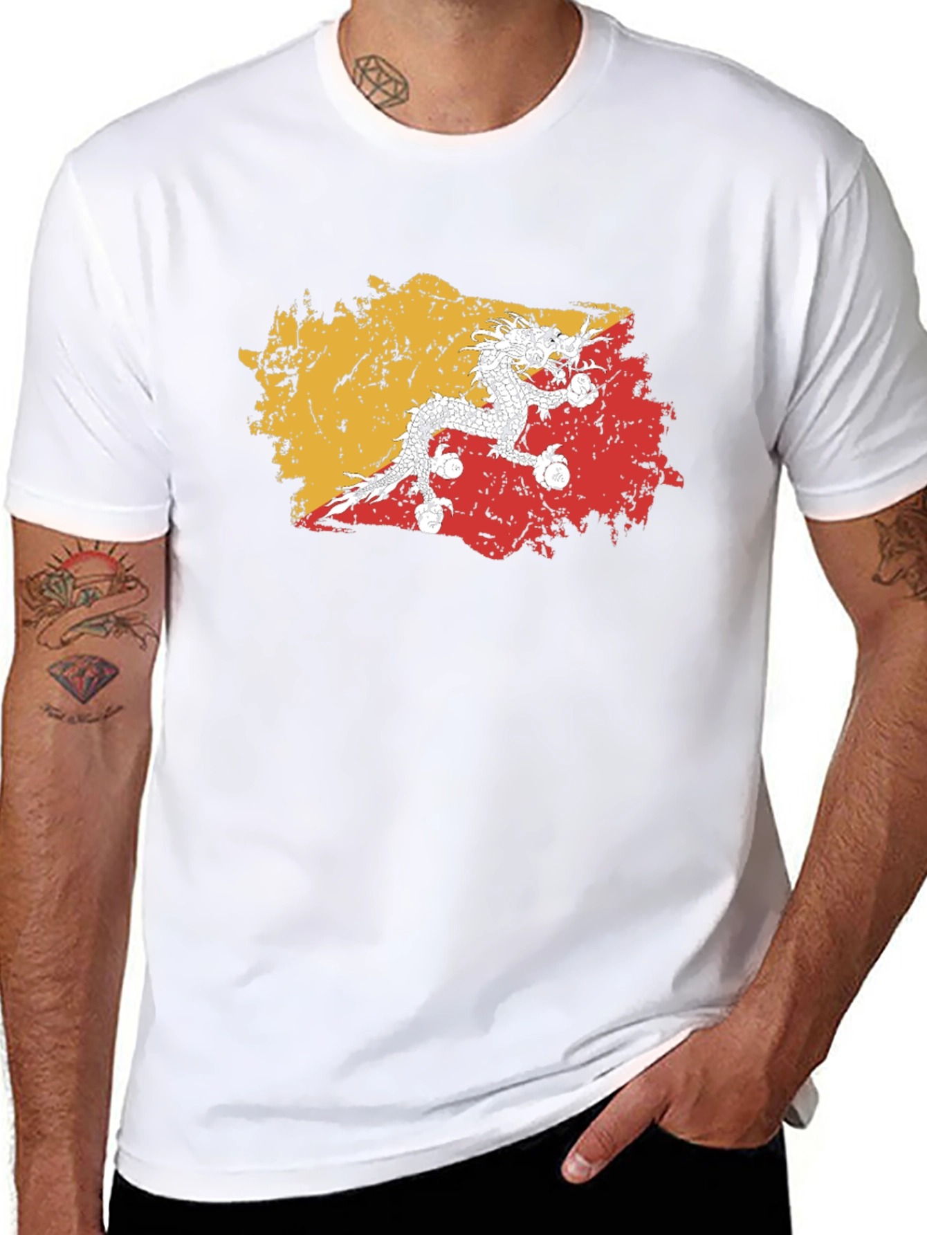 Bhutan Flag Grunge T-Shirt - Stylish & Unique