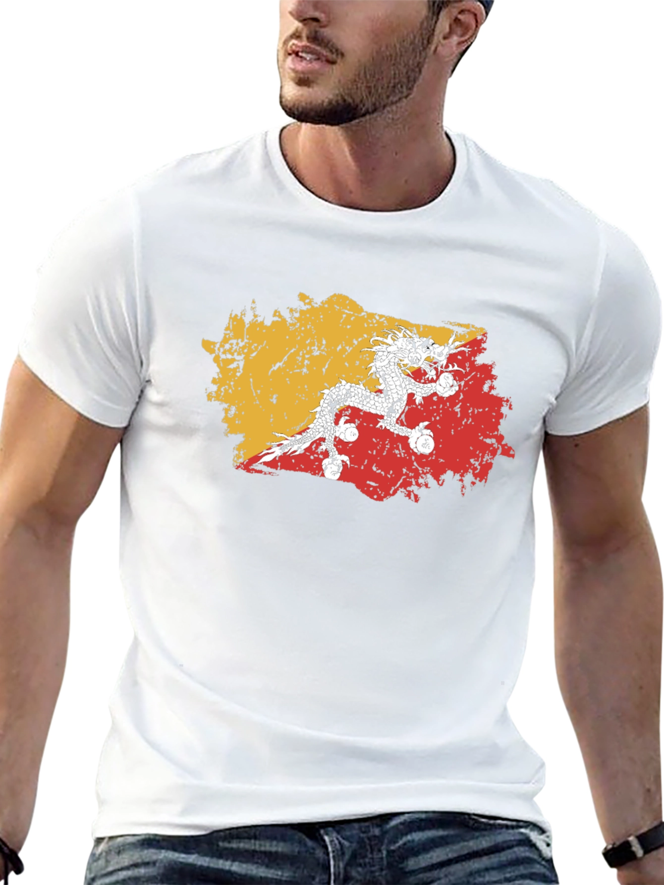 Bhutan Flag Grunge T-Shirt - Stylish & Unique