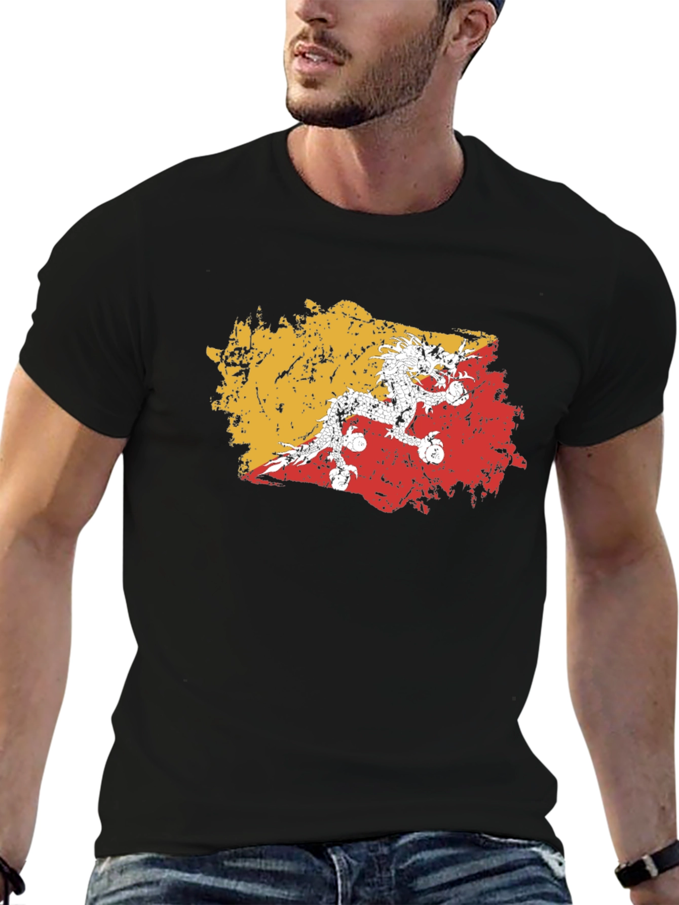 Bhutan Flag Grunge T-Shirt - Stylish & Unique