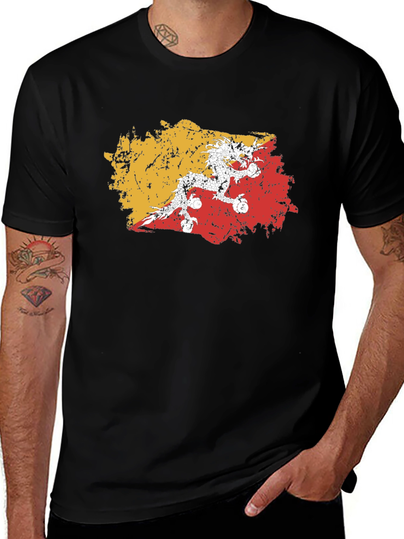 Bhutan Flag Grunge T-Shirt - Stylish & Unique