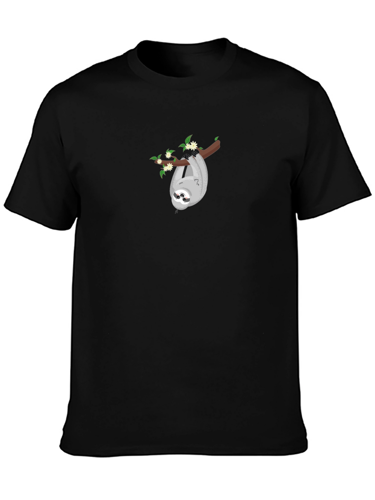 Mens Black Sloth on Branch Graphic T-Shirt