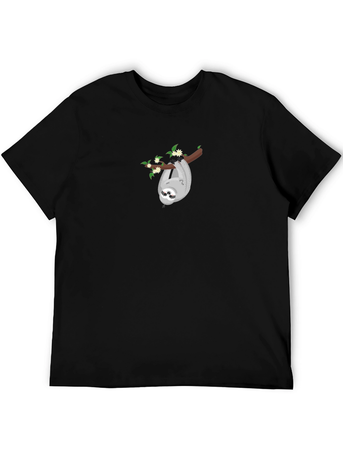 Mens Black Sloth on Branch Graphic T-Shirt
