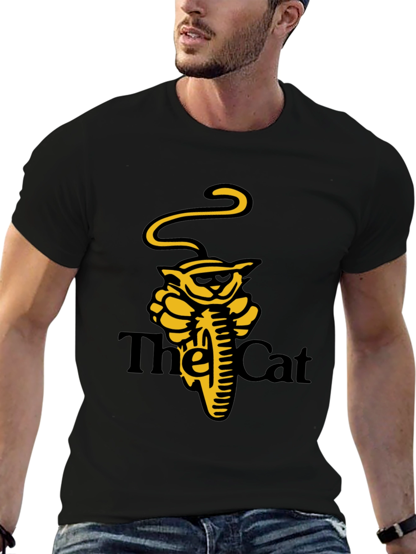 Cool Cat Motorcycle Black T-Shirt