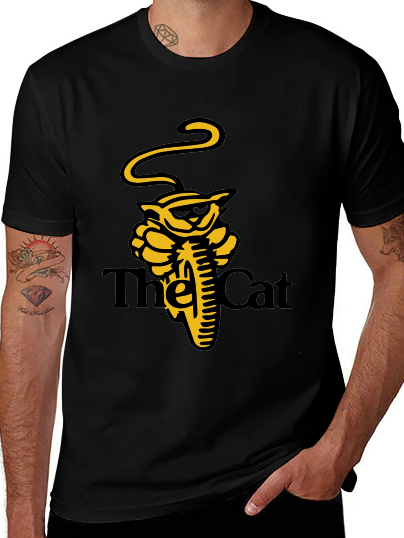 Cool Cat Motorcycle Black T-Shirt