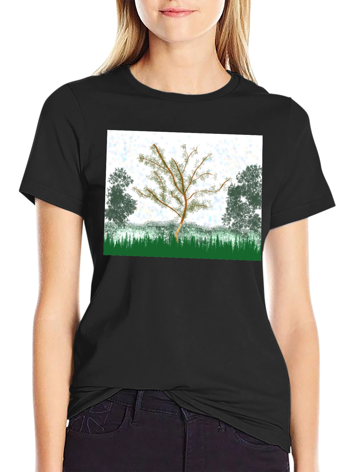 Nature Tree Graphic T-Shirt - Black