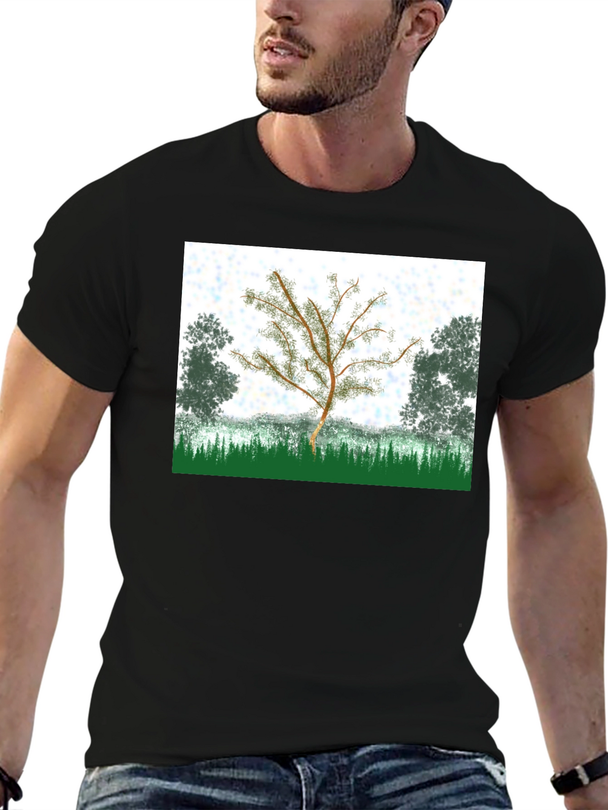 Nature Tree Graphic T-Shirt - Black
