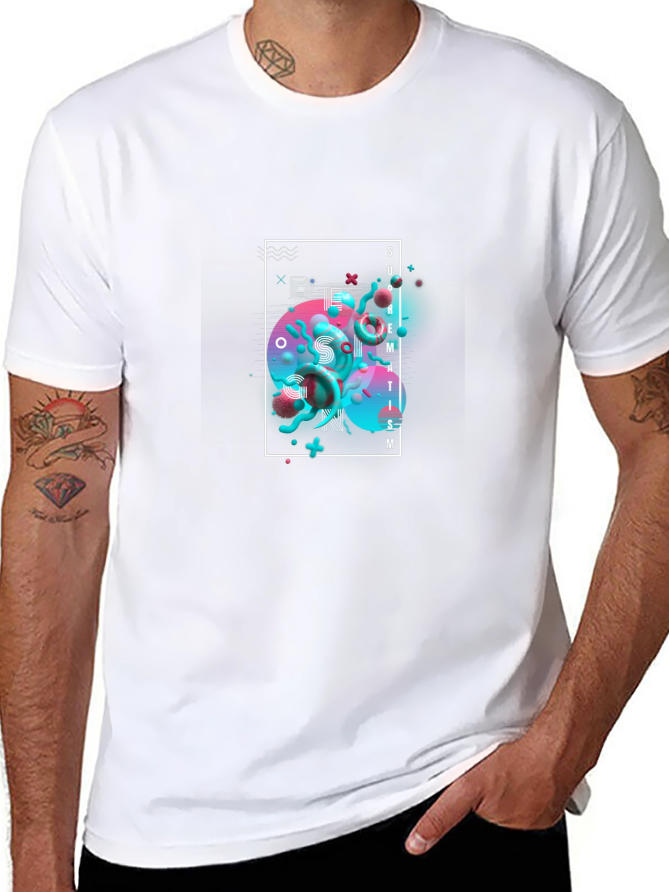 Modern Abstract Graphic Print Black T-Shirt