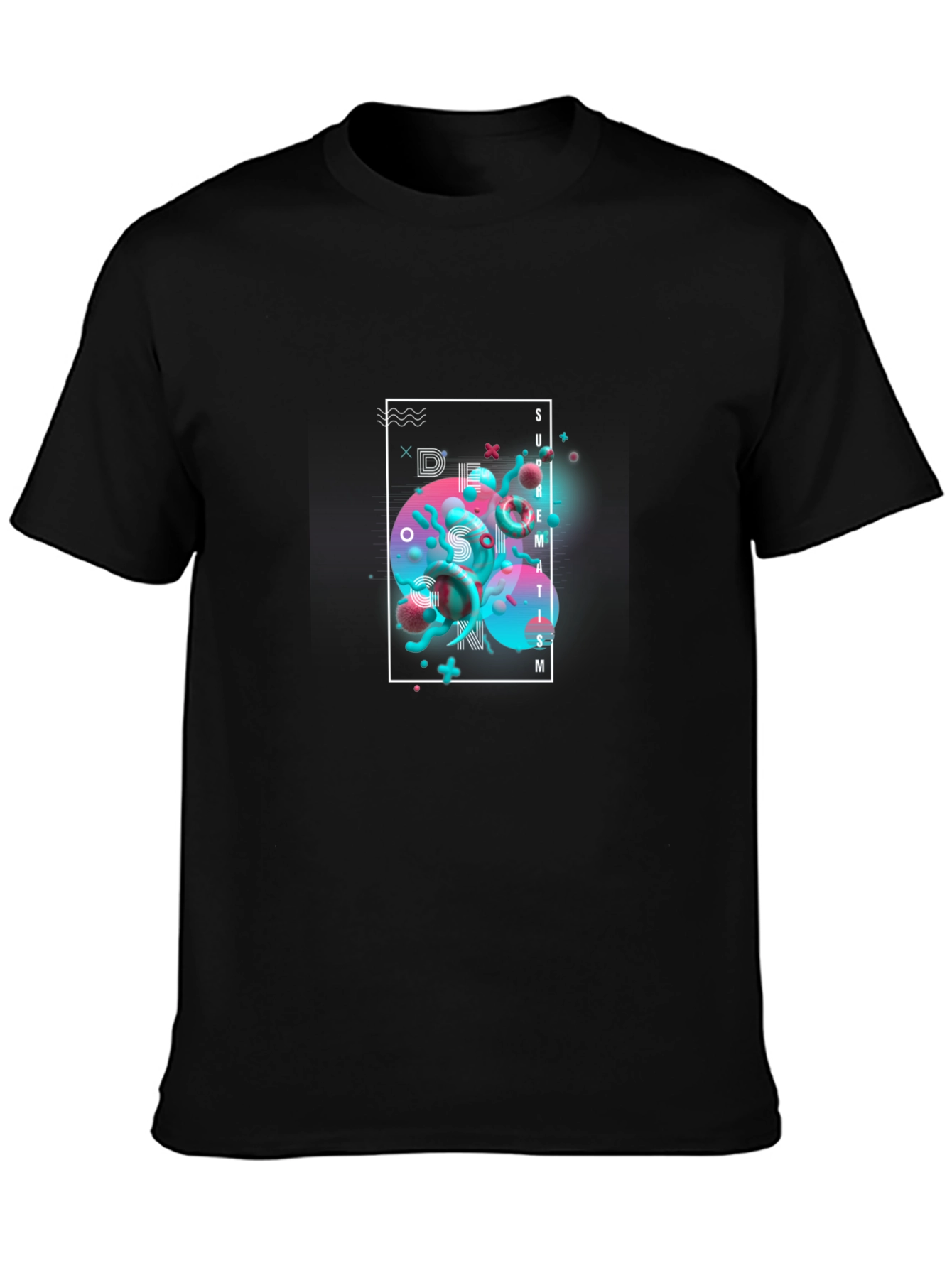 Modern Abstract Graphic Print Black T-Shirt